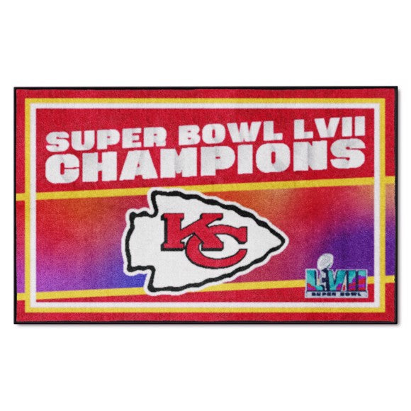 Kansas City Chiefs Super Bowl LVII Champions 4x6 Plush Area Rug - Flat
