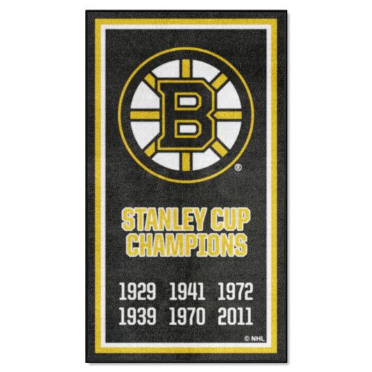 Boston Bruins Championships 3x5 Plush Area Rug