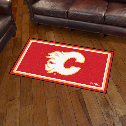 Calgary Flames Logo 3x5 Plush Area Rug