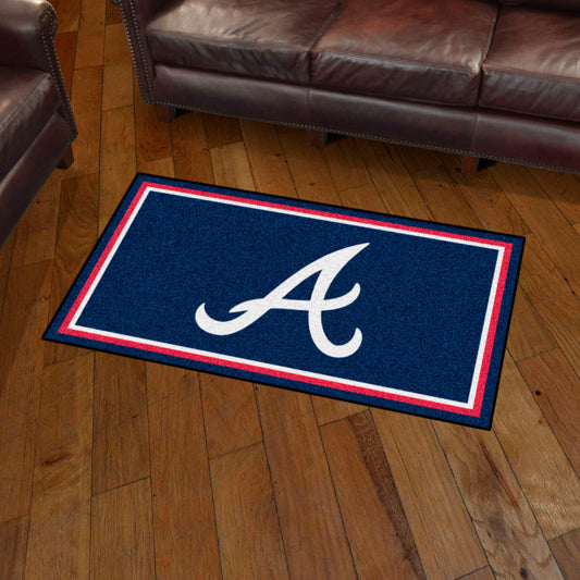 Atlanta Braves "Script A" Logo 3x5 Plush Area Rug