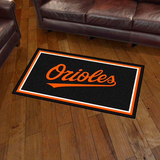 Baltimore Orioles "Orioles" Logo 3x5 Plush Area Rug